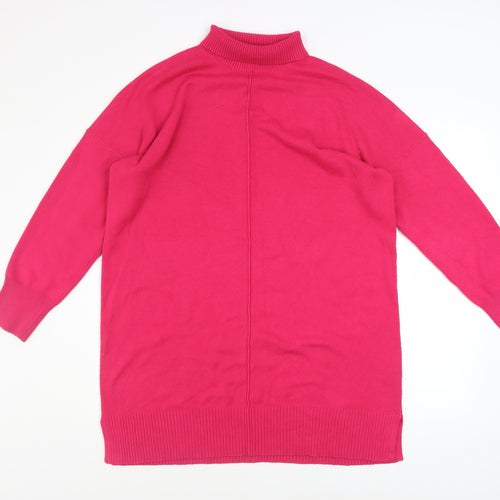 French Connection Women's Pink Mock Neck Long Sleeve Pullover Jumper Size M