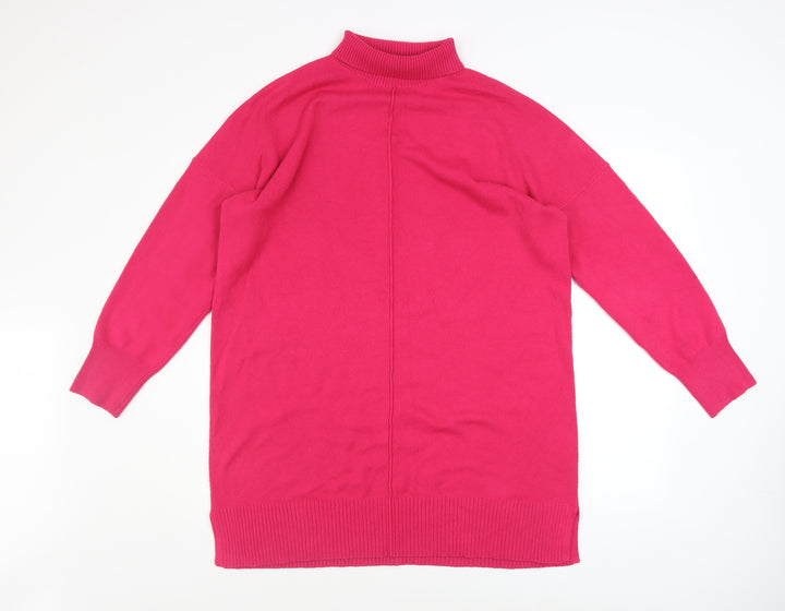 French Connection Women's Pink Mock Neck Long Sleeve Pullover Jumper Size M