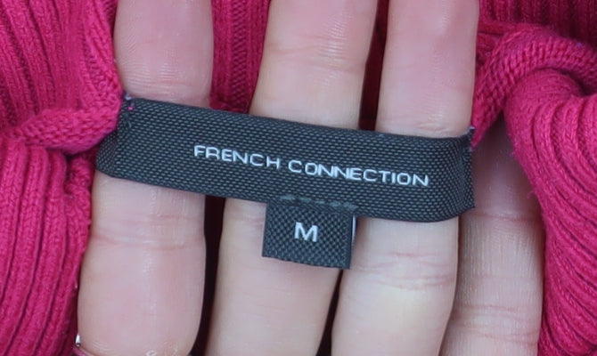 French Connection Women's Pink Mock Neck Long Sleeve Pullover Jumper Size M