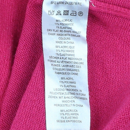 French Connection Women's Pink Mock Neck Long Sleeve Pullover Jumper Size M