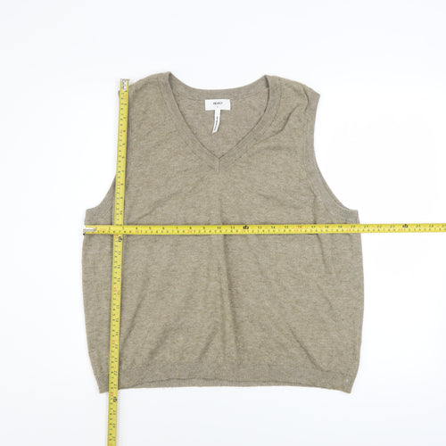 OBJECT Men's Beige V-Neck Sleeveless Knit Vest L
