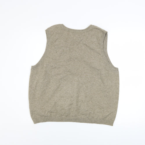 OBJECT Men's Beige V-Neck Sleeveless Knit Vest L