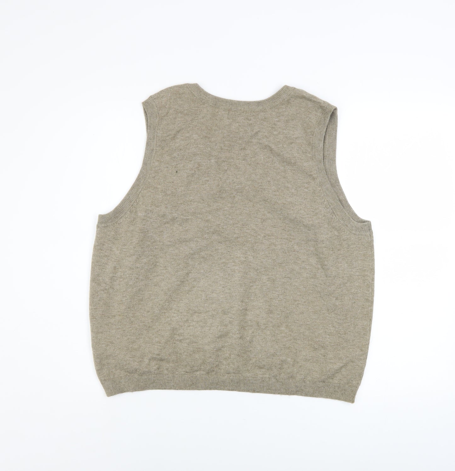 OBJECT Men's Beige V-Neck Sleeveless Knit Vest L