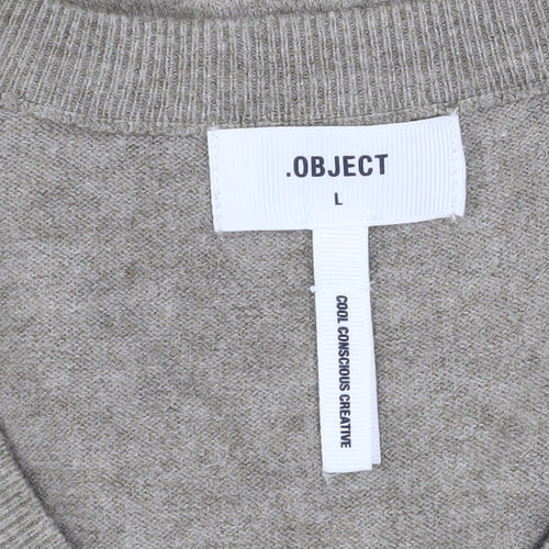 OBJECT Men's Beige V-Neck Sleeveless Knit Vest L