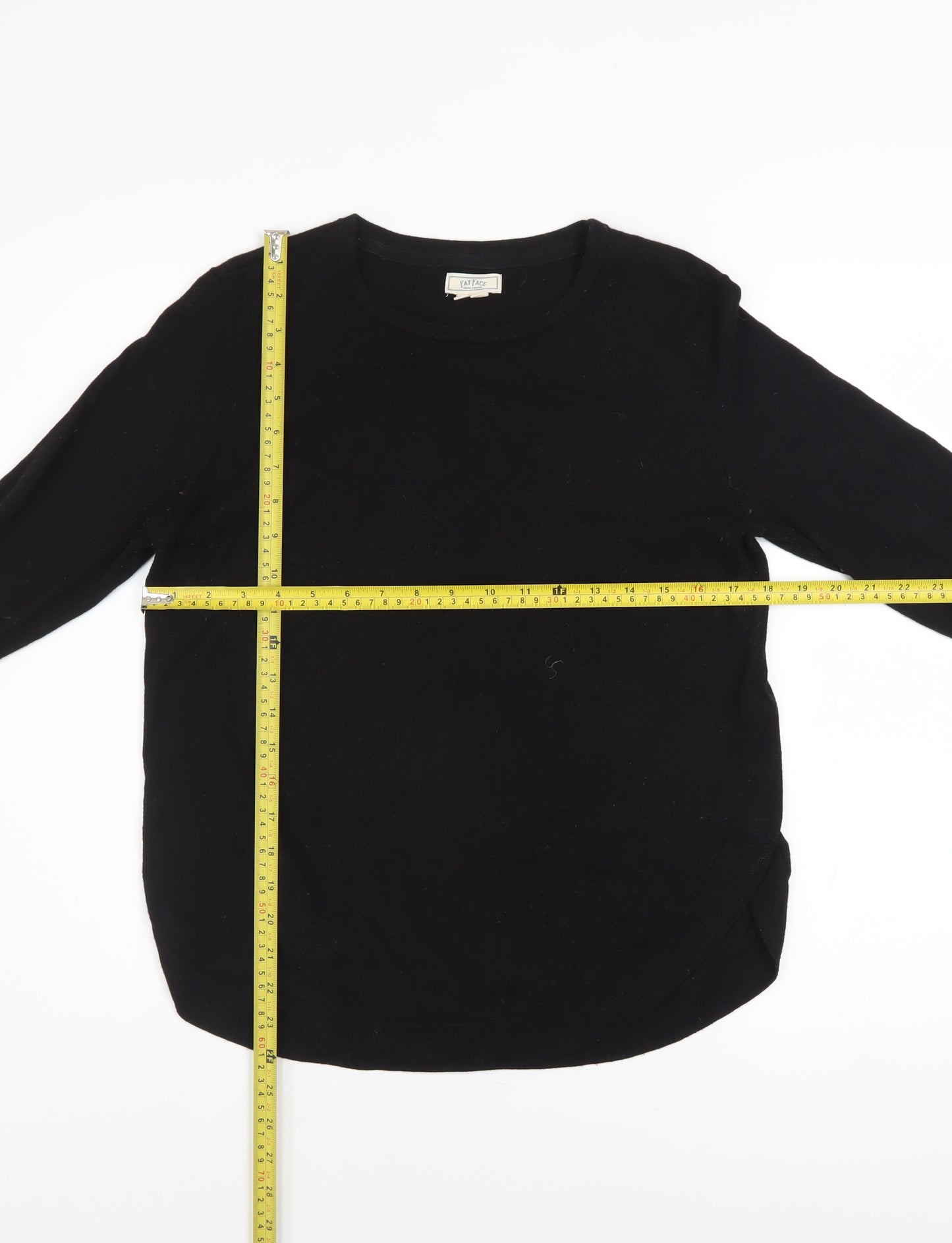 FatFace Women's Black Wool Blend Crew Neck Jumper Size 8