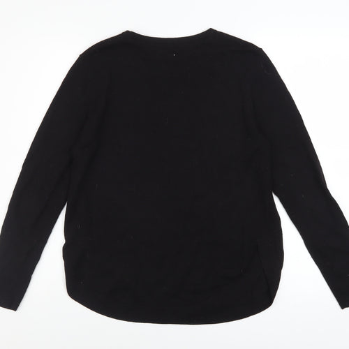 FatFace Women's Black Wool Blend Crew Neck Jumper Size 8