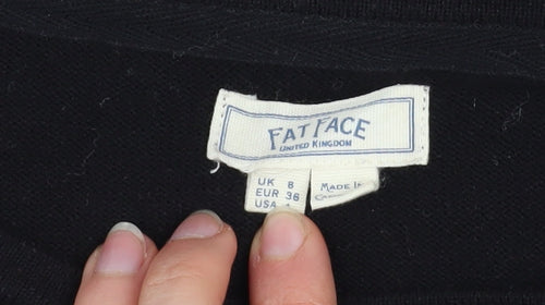 FatFace Women's Black Wool Blend Crew Neck Jumper Size 8