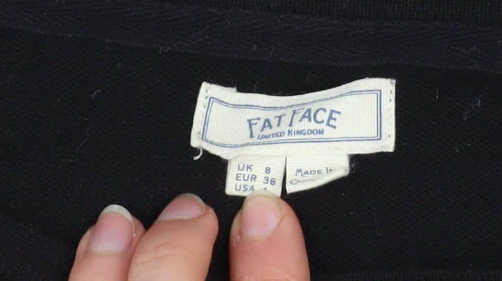 FatFace Women's Black Wool Blend Crew Neck Jumper Size 8