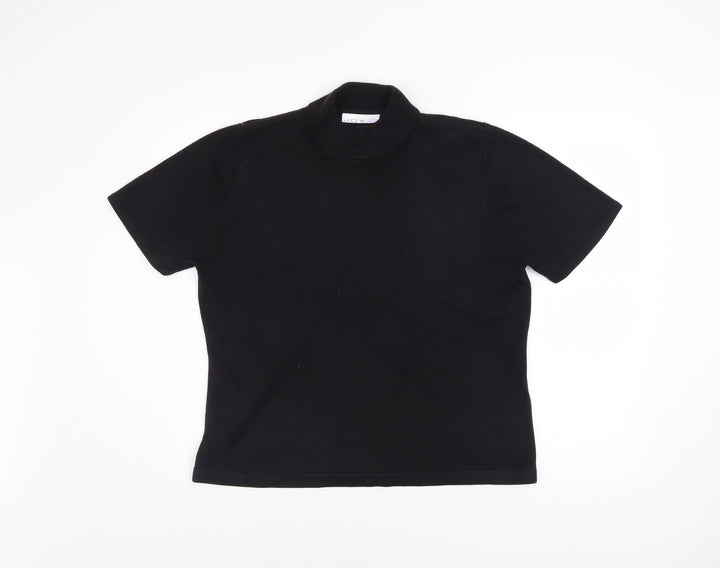 JDV Women’s Black Mock Neck Short Sleeve Knit Top Size 10