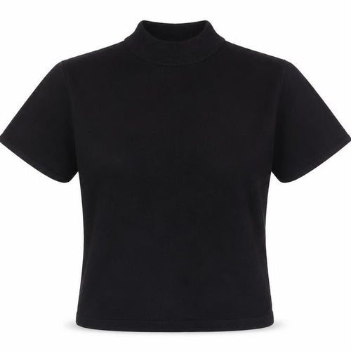 JDV Women’s Black Mock Neck Short Sleeve Knit Top Size 10