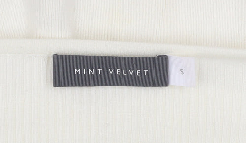 Mint Velvet Women Ivory Scoop Neck Puff Sleeve Knit Jumper Size S