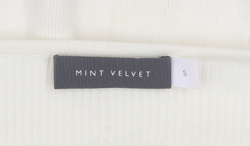 Mint Velvet Women Ivory Scoop Neck Puff Sleeve Knit Jumper Size S