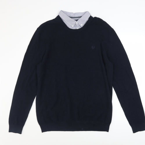 Lincoln Men’s Blue Cotton Crew Neck Pullover Jumper XL