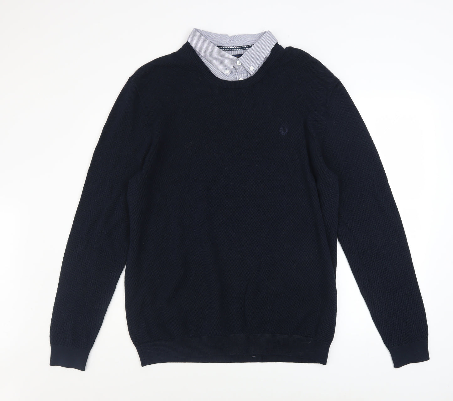 Lincoln Men’s Blue Cotton Crew Neck Pullover Jumper XL