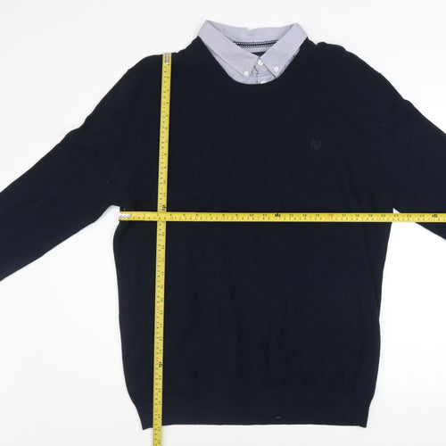 Lincoln Men’s Blue Cotton Crew Neck Pullover Jumper XL