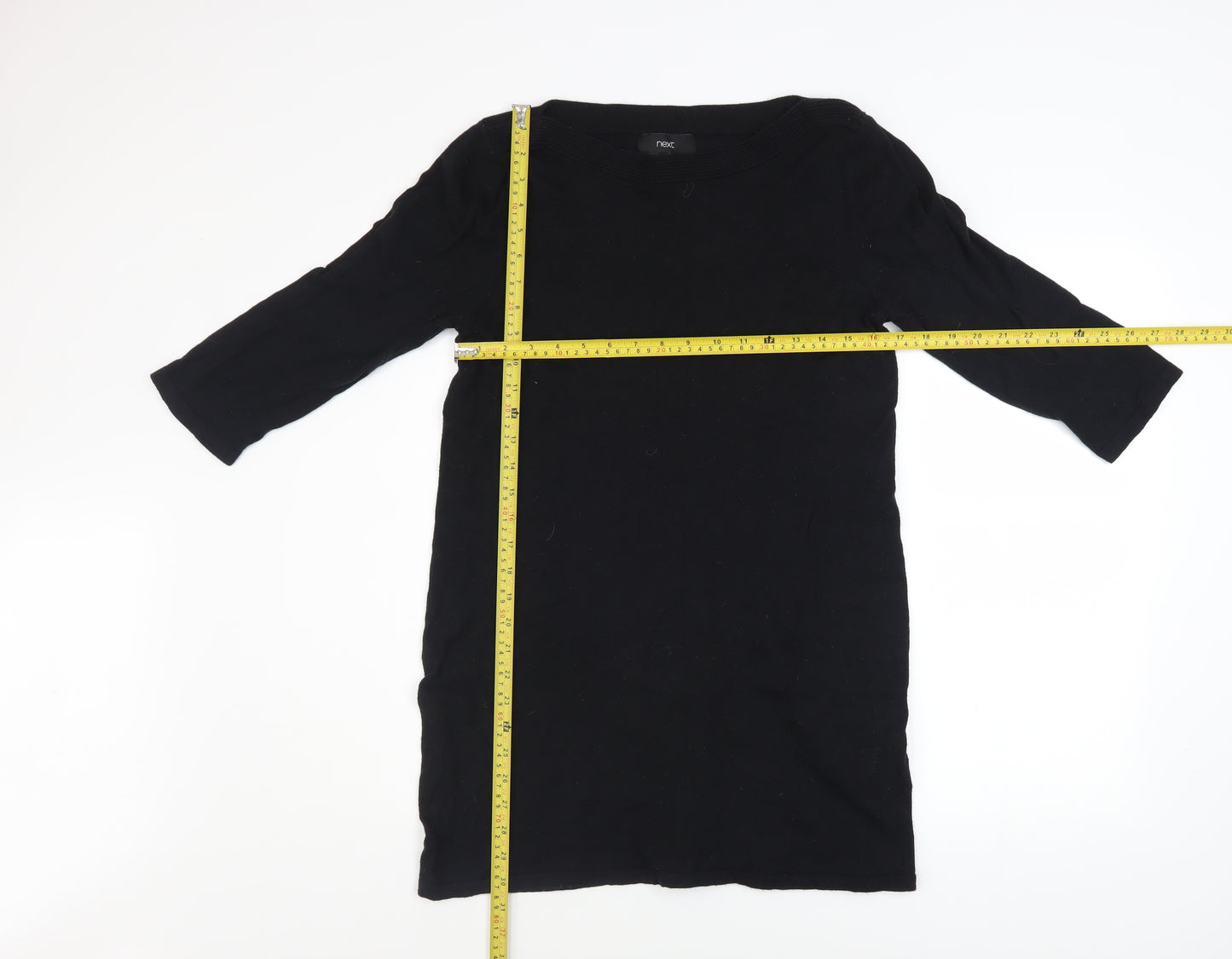 Next Women Black Size 14 Shift Knee Length 3/4 Sleeve Dress