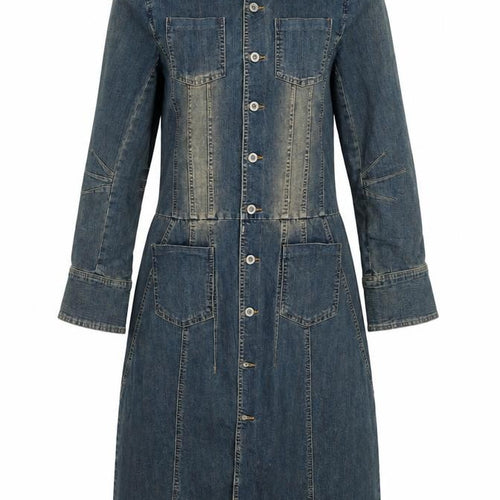 Flirty Blues Women Blue Denim Shirt Dress Size 14 Long Sleeve Casual