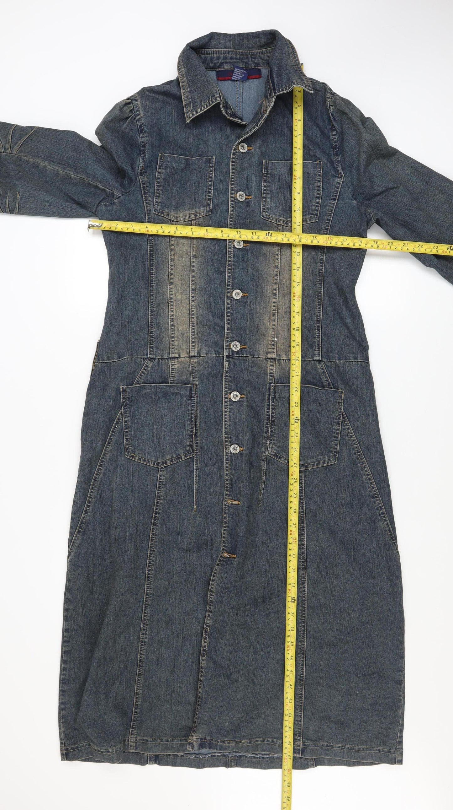 Flirty Blues Women Blue Denim Shirt Dress Size 14 Long Sleeve Casual