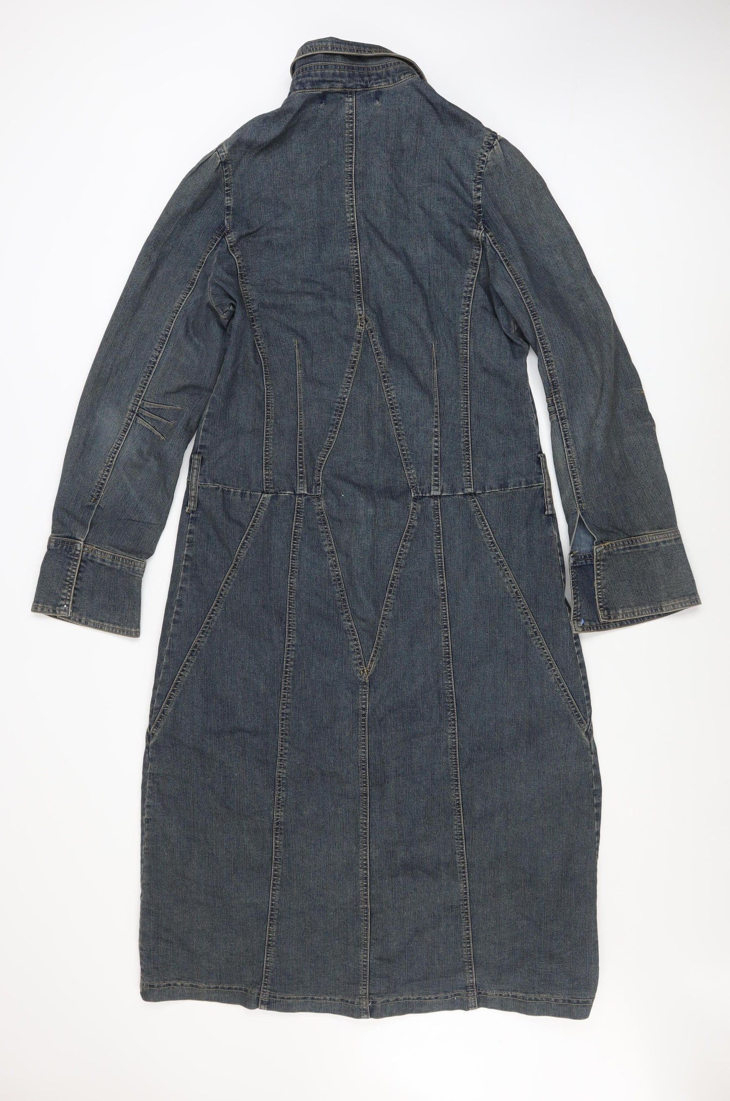 Flirty Blues Women Blue Denim Shirt Dress Size 14 Long Sleeve Casual