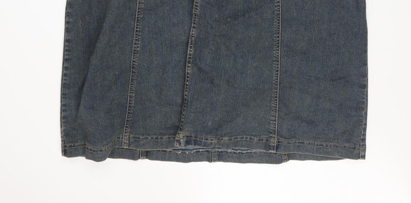 Flirty Blues Women Blue Denim Shirt Dress Size 14 Long Sleeve Casual