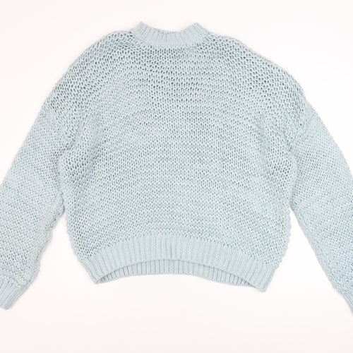 Boohoo Women’s Blue Chunky Knit Mock Neck Jumper Size M