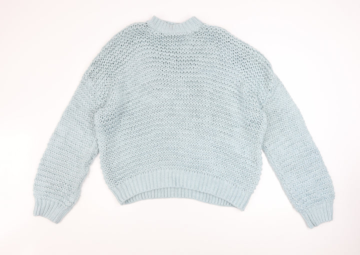 Boohoo Women’s Blue Chunky Knit Mock Neck Jumper Size M