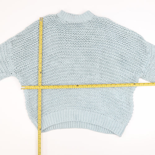 Boohoo Women’s Blue Chunky Knit Mock Neck Jumper Size M