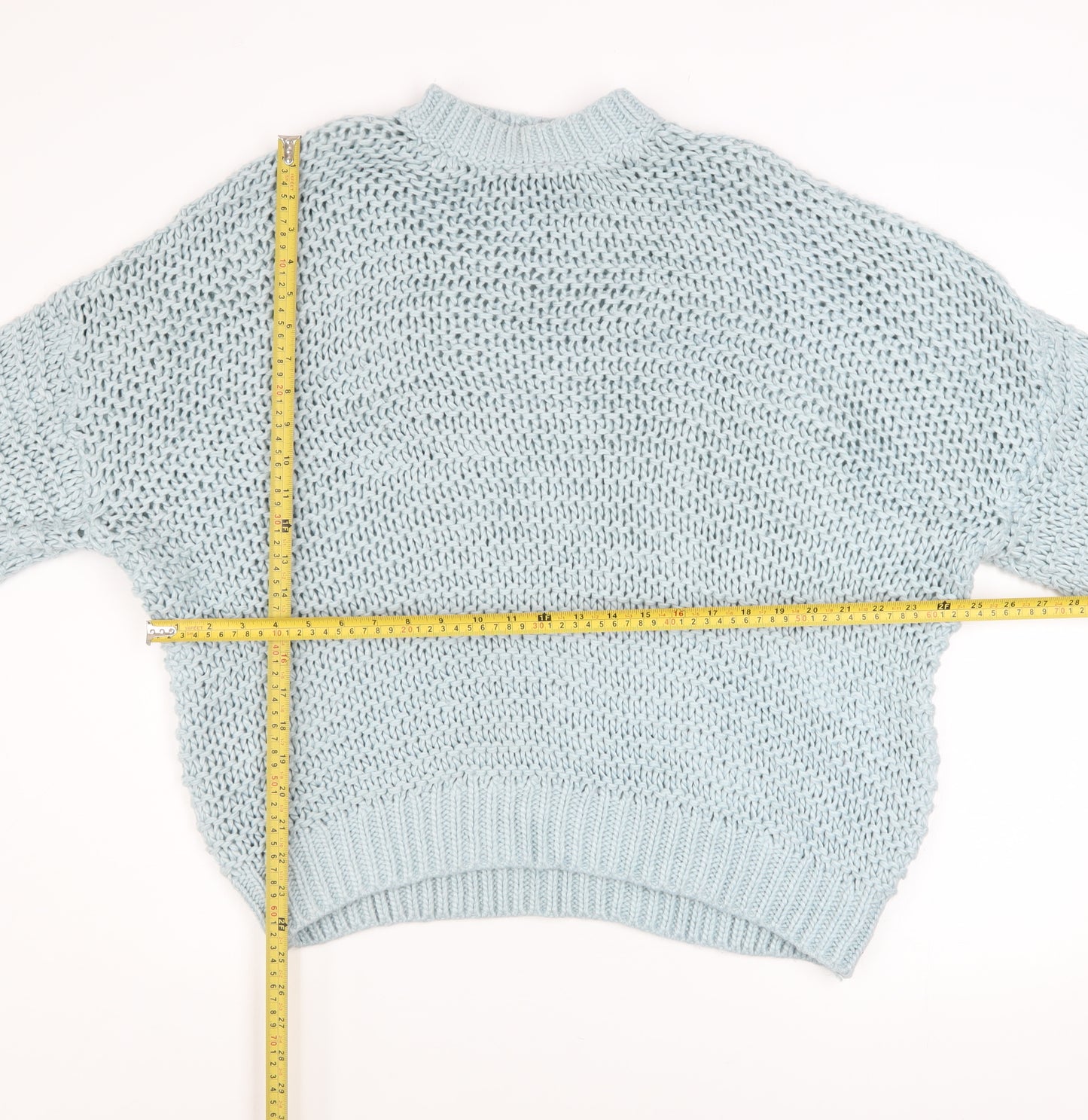Boohoo Women’s Blue Chunky Knit Mock Neck Jumper Size M