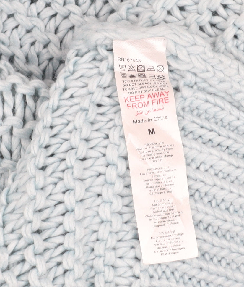 Boohoo Women’s Blue Chunky Knit Mock Neck Jumper Size M