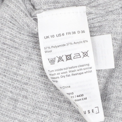 Warehouse Women’s Grey Roll Neck Knit Jumper Size 10