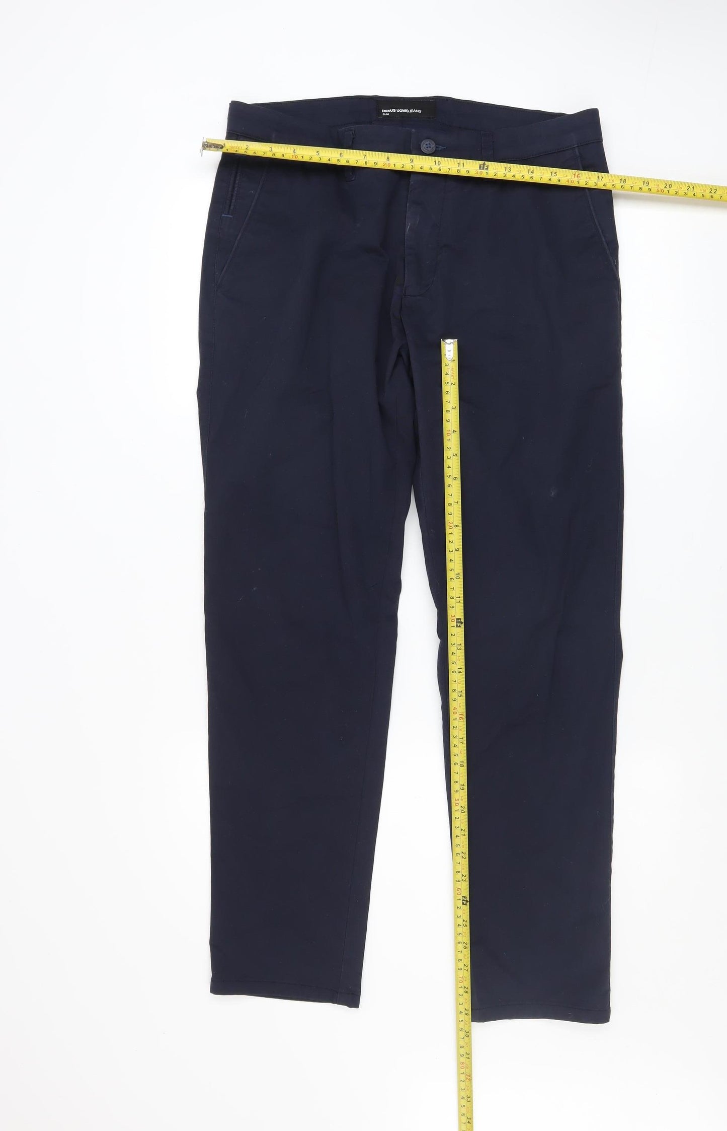 Remus Uomo Men's Navy Blue Slim Fit Chino Trousers 34S