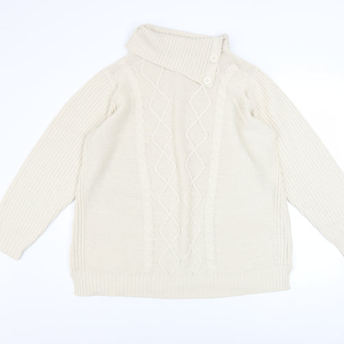 Atlas for Women Beige Cable Knit Long Sleeve Acrylic Jumper UK 12-14