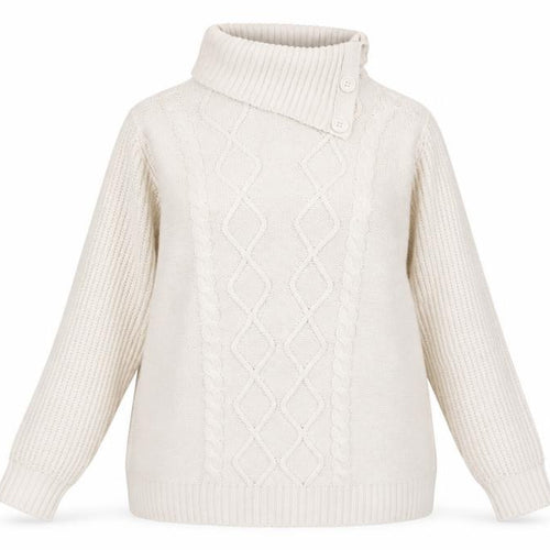 Atlas for Women Beige Cable Knit Long Sleeve Acrylic Jumper UK 12-14