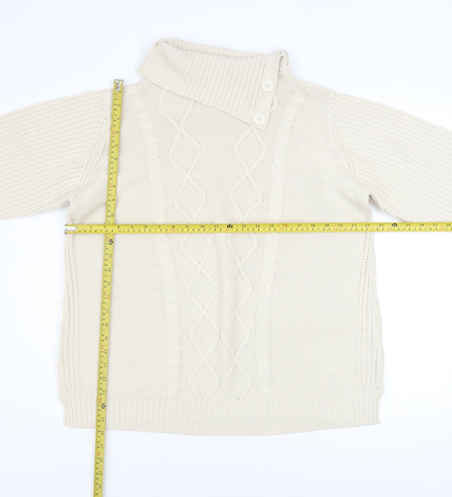 Atlas for Women Beige Cable Knit Long Sleeve Acrylic Jumper UK 12-14