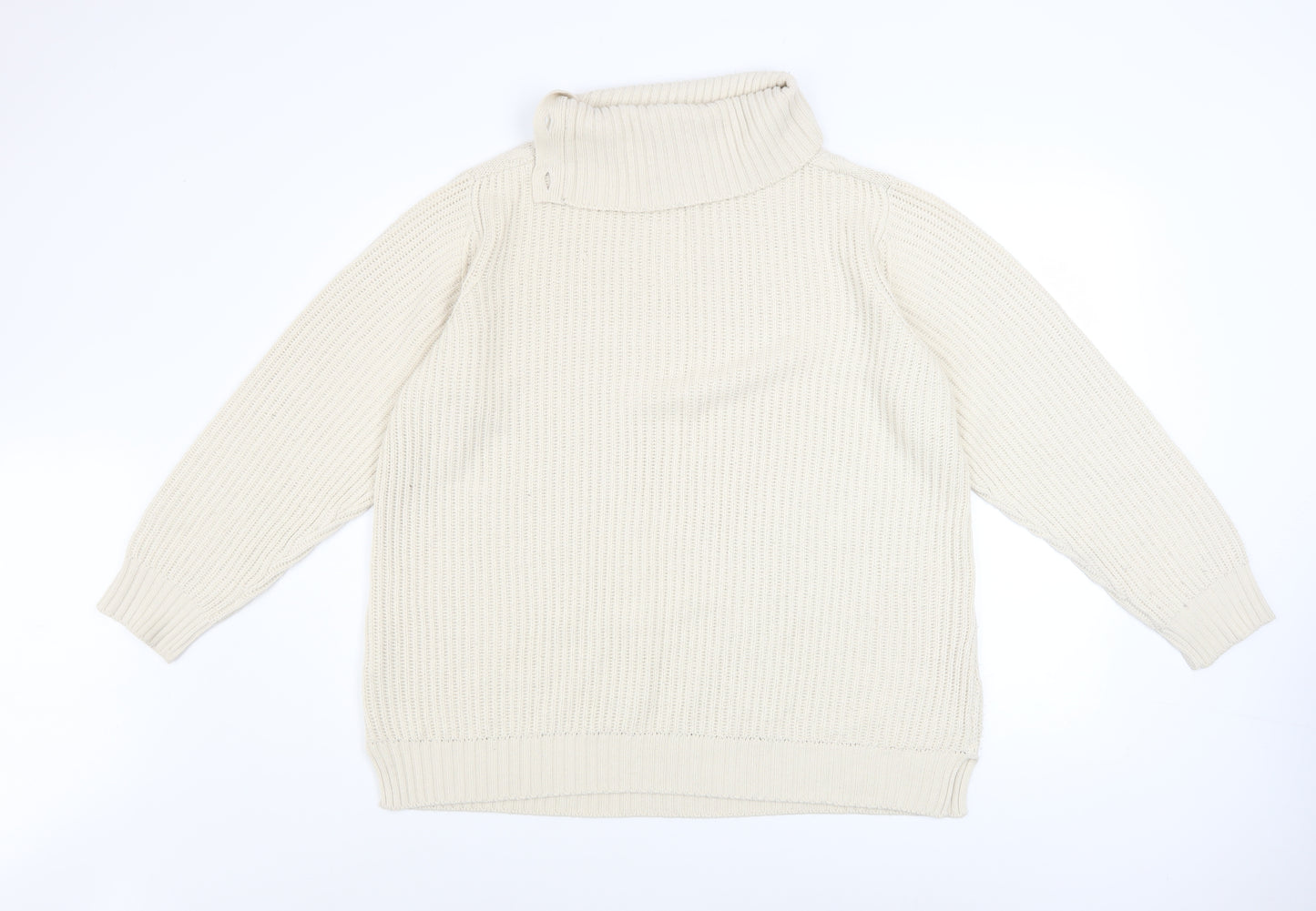 Atlas for Women Beige Cable Knit Long Sleeve Acrylic Jumper UK 12-14