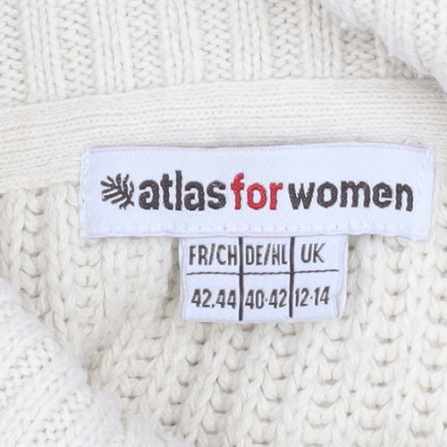 Atlas for Women Beige Cable Knit Long Sleeve Acrylic Jumper UK 12-14