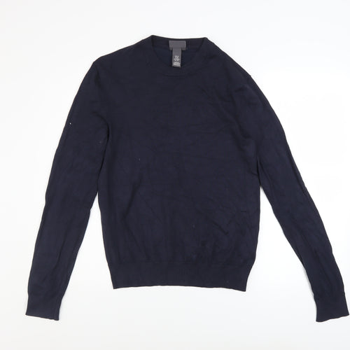 H&M Men's Blue Slim Fit Crew Neck Pullover Jumper XS