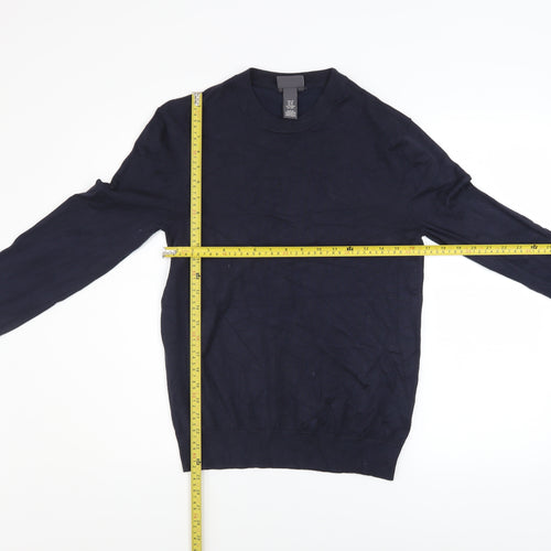 H&M Men's Blue Slim Fit Crew Neck Pullover Jumper XS