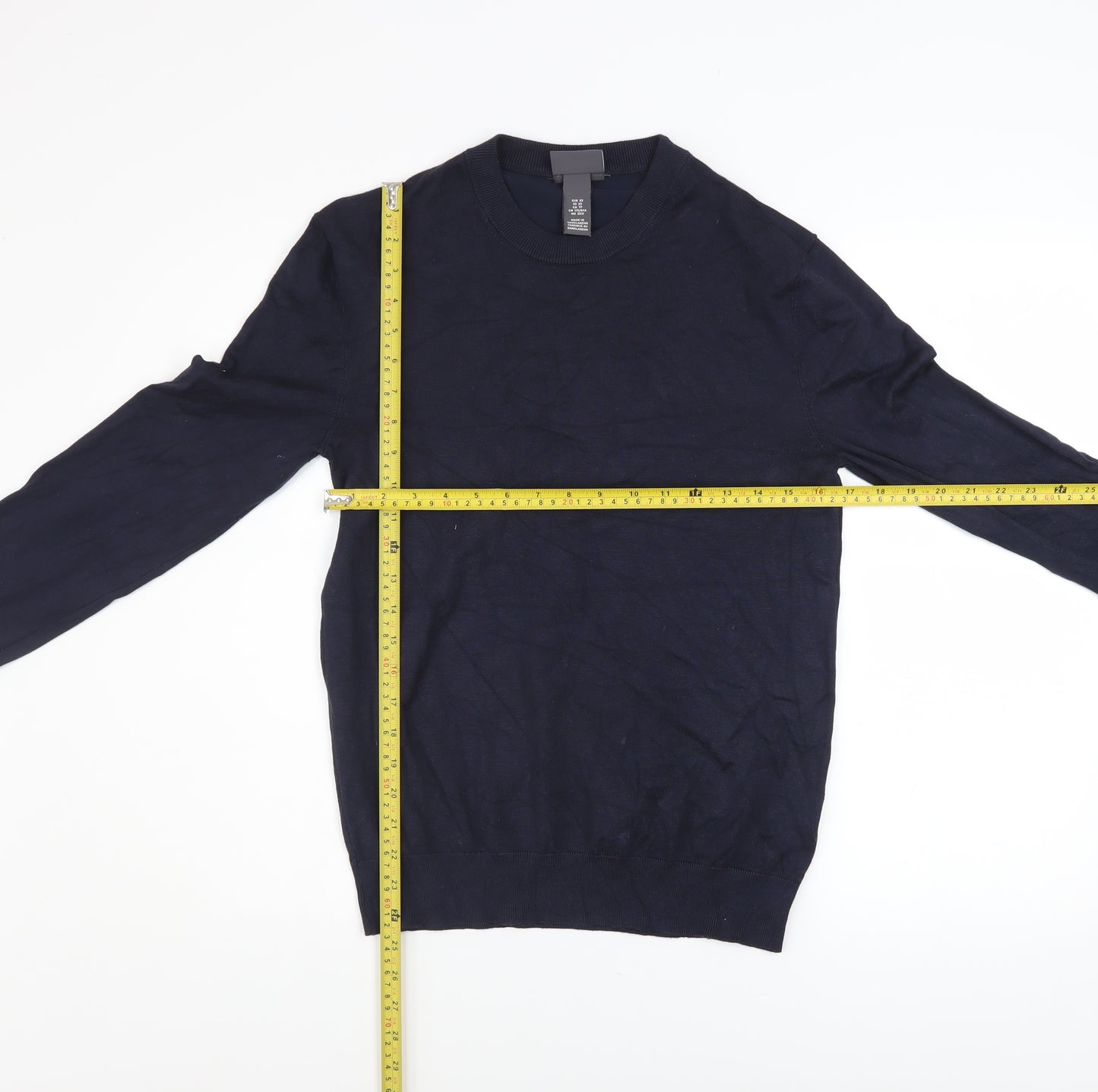 H&M Men's Blue Slim Fit Crew Neck Pullover Jumper XS