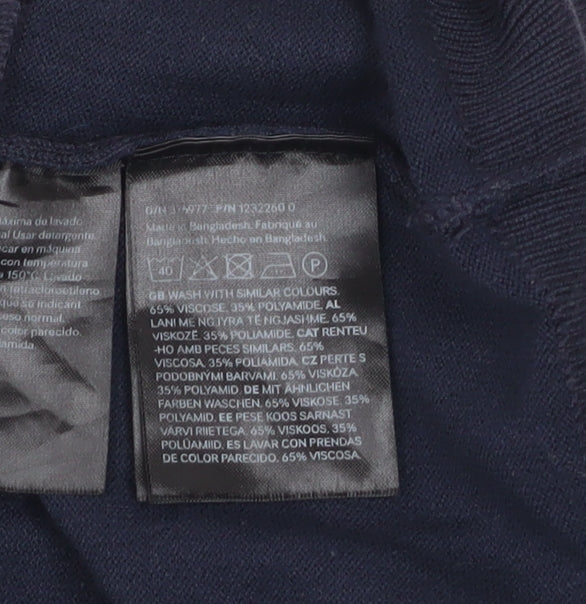 H&M Men's Blue Slim Fit Crew Neck Pullover Jumper XS