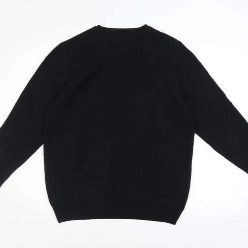 New Look Men Black L Chunky Knit Crew Neck Pullover Jumper