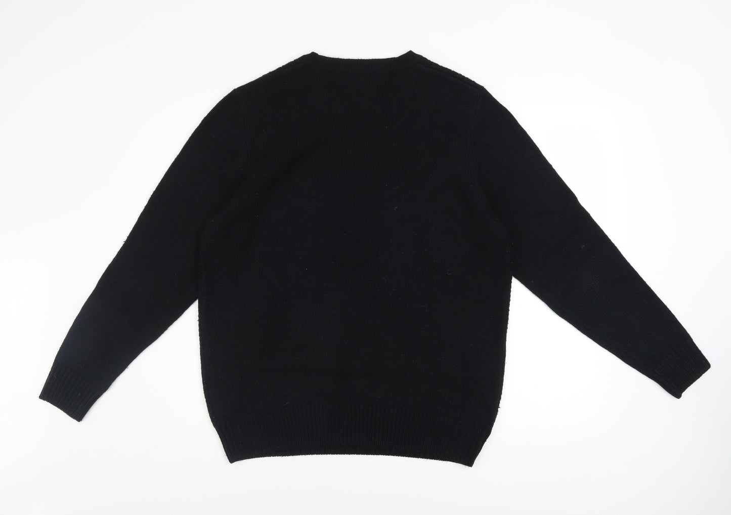 New Look Men Black L Chunky Knit Crew Neck Pullover Jumper