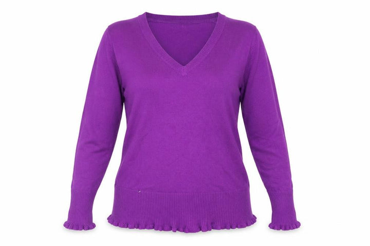 Debenhams Women's Purple Acrylic V-Neck Petite Jumper Size 14