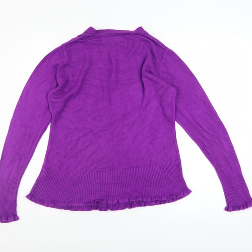 Debenhams Women's Purple Acrylic V-Neck Petite Jumper Size 14