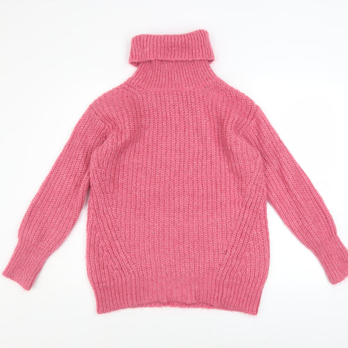 Marks and Spencer Autograph Womens Pink Roll Neck Mohair Jumper Size 6