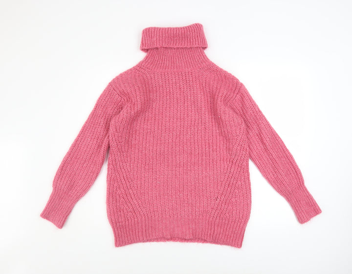 Marks and Spencer Autograph Womens Pink Roll Neck Mohair Jumper Size 6