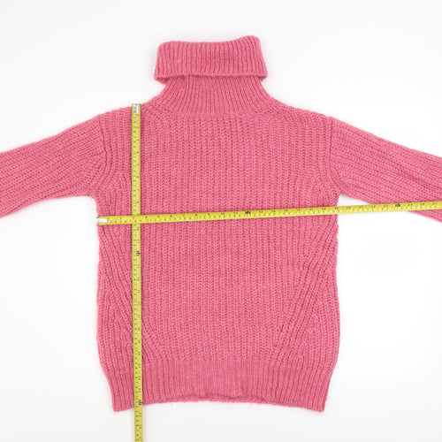Marks and Spencer Autograph Womens Pink Roll Neck Mohair Jumper Size 6