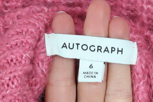 Marks and Spencer Autograph Womens Pink Roll Neck Mohair Jumper Size 6