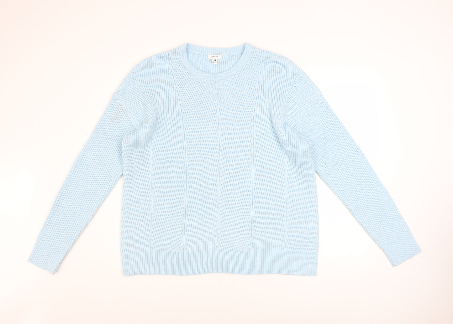 TOG24 Women’s Blue Acrylic Crew Neck Chunky Knit Jumper Size 14