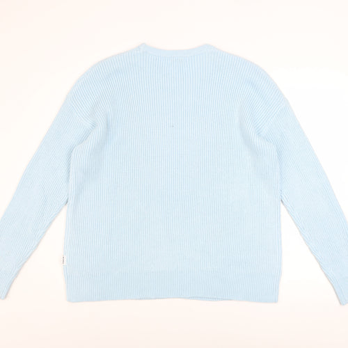 TOG24 Women’s Blue Acrylic Crew Neck Chunky Knit Jumper Size 14